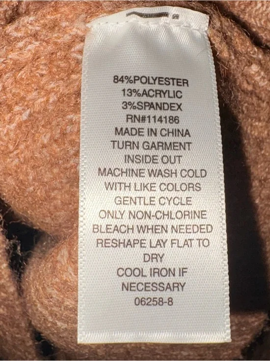 Cozy Brown Cable-Knit Turtleneck Sweater with Fringe Sleeve Detail - Picture 3 of 6